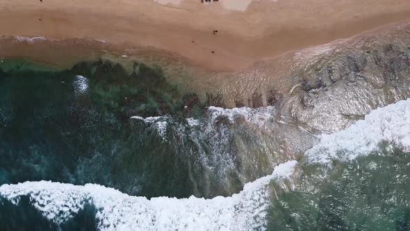 Aerial View To Tropical Sandy Beach and Blue Ocean