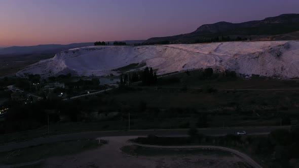 Aerial Panoramic View of Pamukkale Travertine Terraces alt