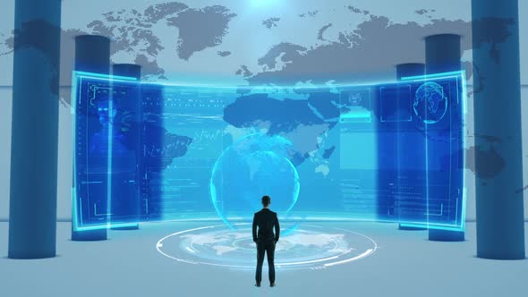 Business Finance Technology Hud Data Holographic Curved Screen alt