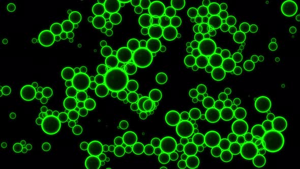 Oil green drops moving in water alt