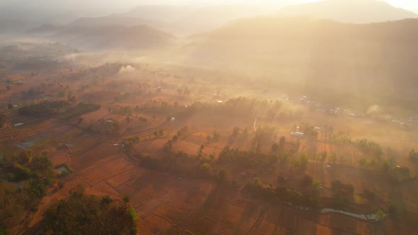 Aerial view over rural farmer's farmland. environment and ecology alt