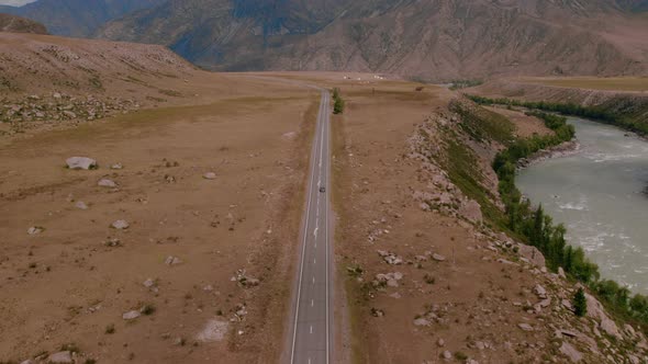 Mountains and Chuya highway in Altai