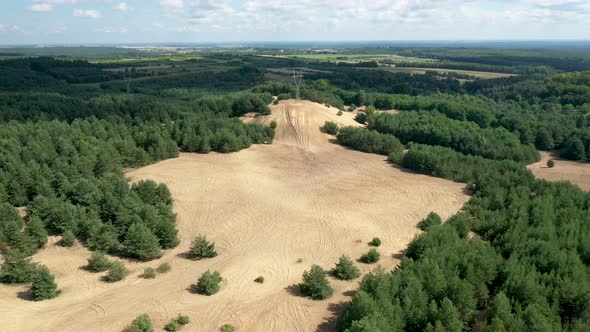 Aerial view of Pustynia Siedlecka desert, Poland