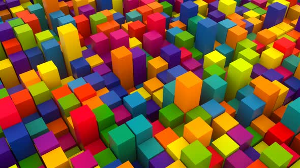 Rows of Bright Colorful Cubes Computer Generated Backdrop alt