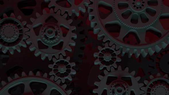 Gears Rotate smoothly against the background of fog