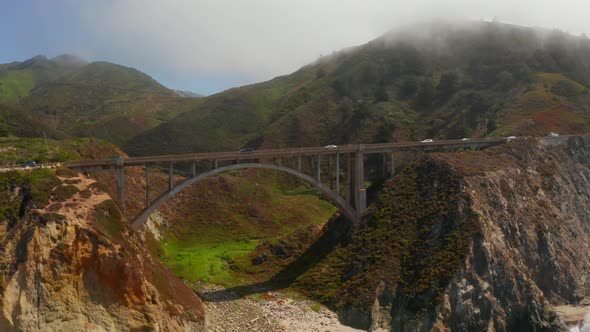 Arial View of the California Bixby Bridge in Big Sur in the Monterey County alt
