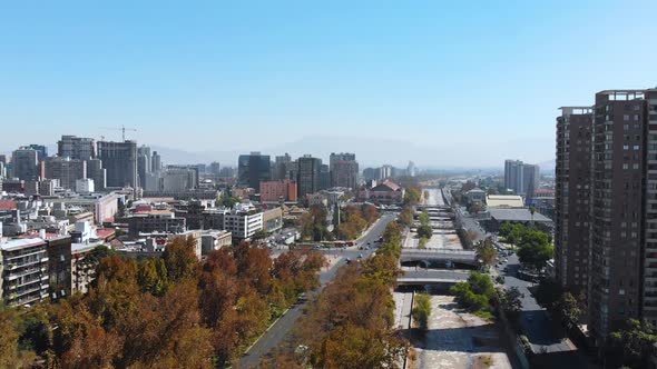 Channel, Santiago is the capital of Chile (aerial view, drone footage)