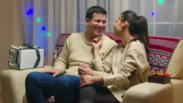 Caucasian Young Couple on Christmas Day alt