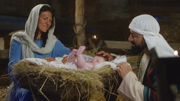 Mary and Joseph Admiring Son of God, Stock Footage | VideoHive