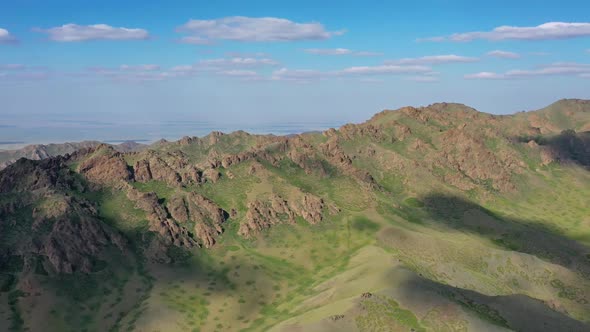 Aerial View of Mountains in Yol Valley Mongolia alt