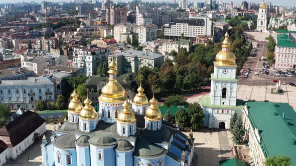 A beautiful flight in the afternoon over the St. Michael's Golden-Domed Monastery. alt