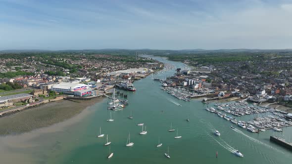 Cowes a Beautiful Waterfront Town on the Isle of Wight in the UK Aerial View alt