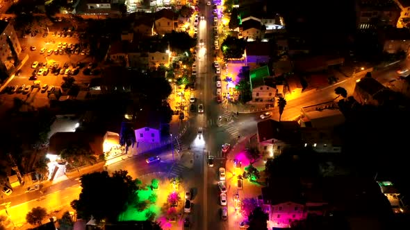 Landscape Of Night City In Fast Motion