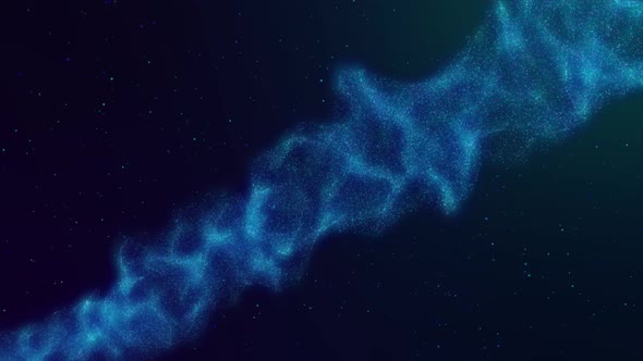 Futuristic wavy galaxy particles in space