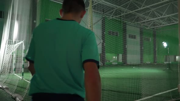 Slow Motion Training Day on the Football Club Football Players Walks to the Indoor Football Field alt