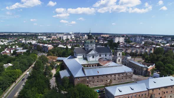 The Monastery in Berdichev City Ukraine Aerial Panorama View alt