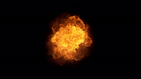 Super Slow Motion Shot of Fireball Explosion Towards the Camera Isolated on Black at 1000Fps alt