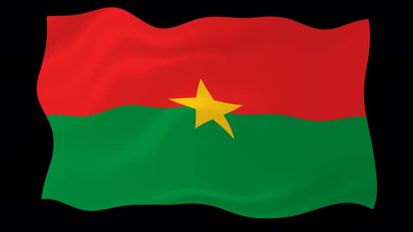Burkina Flag Waving Animated Black Background