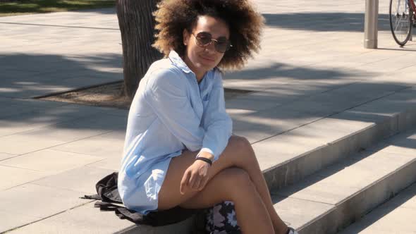 Charming Trendy Black Woman on Street alt