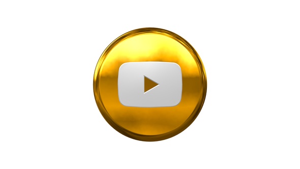 Golden 3D YouTube Icon alt