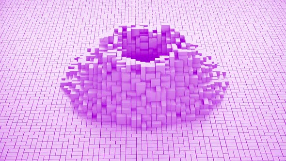 3d Blocks Wave Purple
