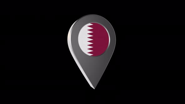 3d Animation Map Pointer With Qatar Flag With Alpha Channel -  4K alt