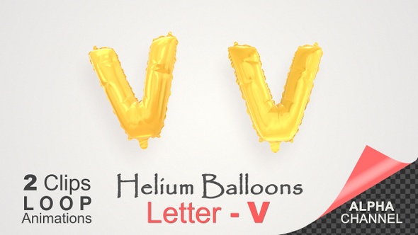 Helium Gold Balloons With Letter – V