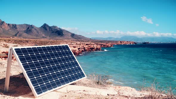 Solar Panel Outdoors on Sea Shore alt