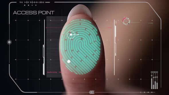 Macro Futuristic Fingerprint Scanner Blocking Biometric Identification Access alt