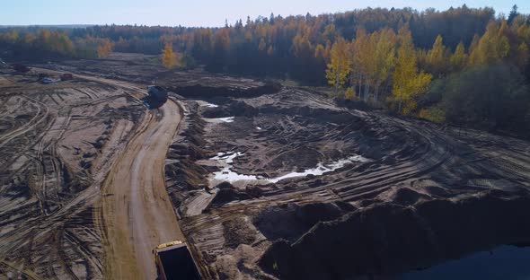 Truck in the Sand Quarry Aerial alt