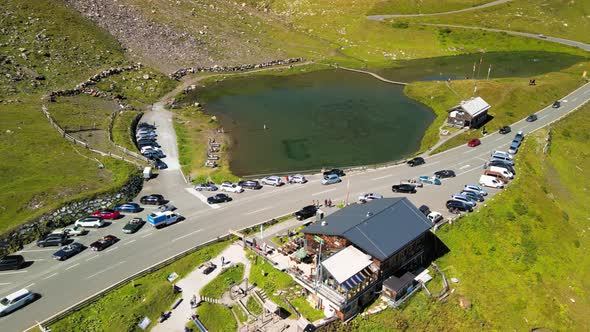 Fuscher Lacke Aerial View Grossglockner Alpenstrasse in Austria alt