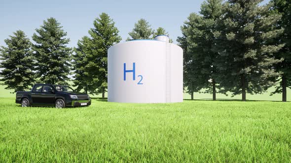 H2 Modern Hydrogen Filling Station Alternative Energy Concept Sustainable Power Eco alt