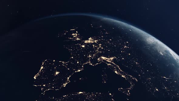 The Night City Lights of Europe Seen From Earth Orbit