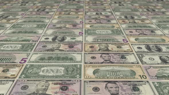 Animated background showing a large set of US Dollar banknotes sliding by alt