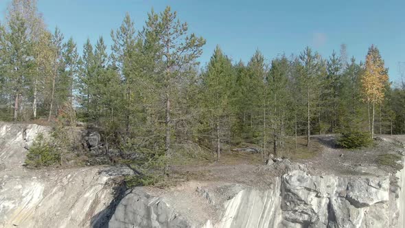 Beautiful Aerial Footage of Ruskeala Mountain Park in Karelia in