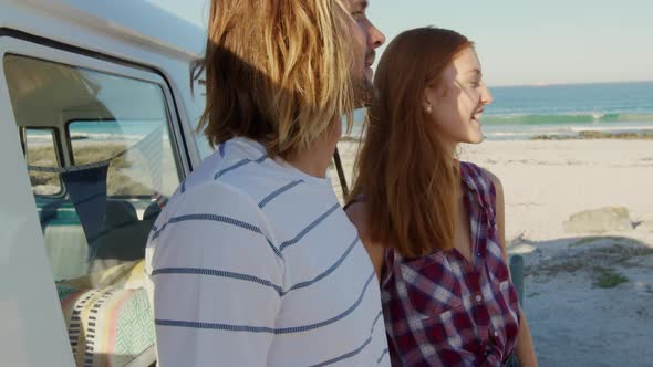 Camper van road trip by the sea alt