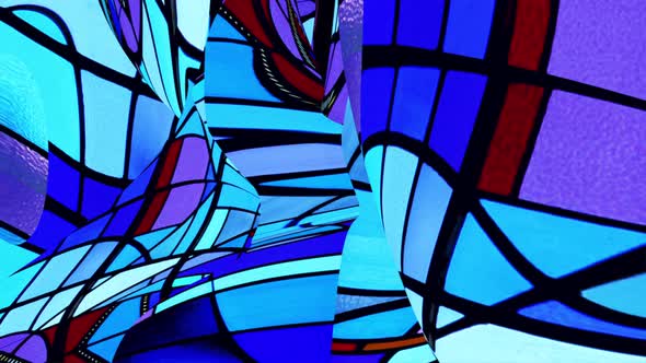Distorted Abstract Warped Stained Glass Looping Background