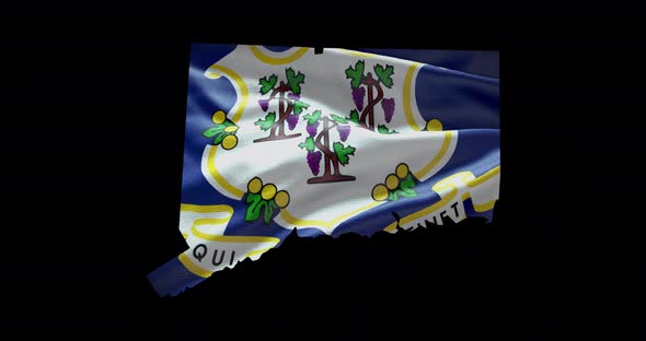 Connecticut state flag waving background. Alpha channel alt