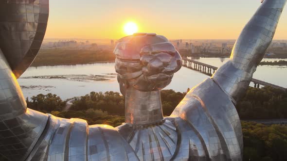 Monument Motherland in the Morning. Kyiv, Ukraine. Aerial View alt