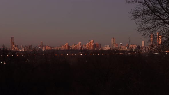 Zoom Shot of the Evening City of Moscow