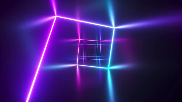 Endless Flight in the Corridor with a Laser Neon Curve alt