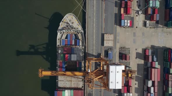 Logistic Concept Aerial Shot Above Commercial Dockyard  alt