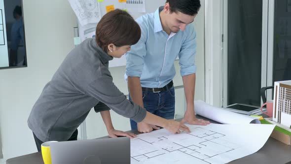 Business man and woman working