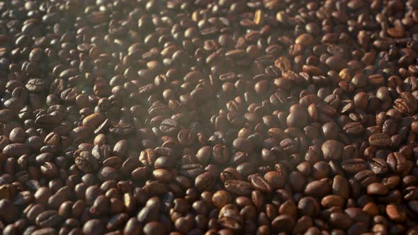 The coffee beans are roasted