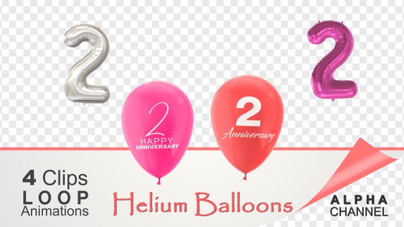 2 Anniversary Celebration Helium Balloons Pack