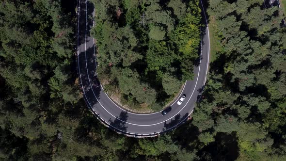 Aerial Topdown View Footage of a High Mountain Road