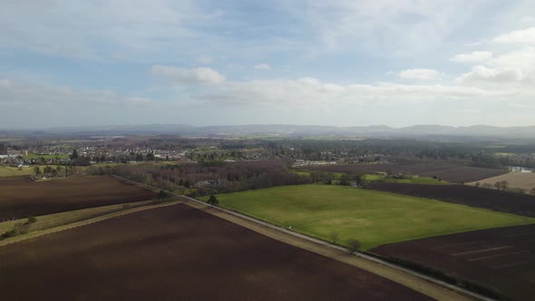 Ploughed fields in Spring in Blairgowrie and Rattray, Perthshire, Scotland alt