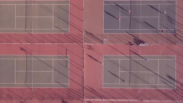 Aerial View of Drone Panning Away From Tennis Court