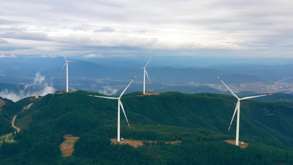 Aerial View with Wind Turbines alt