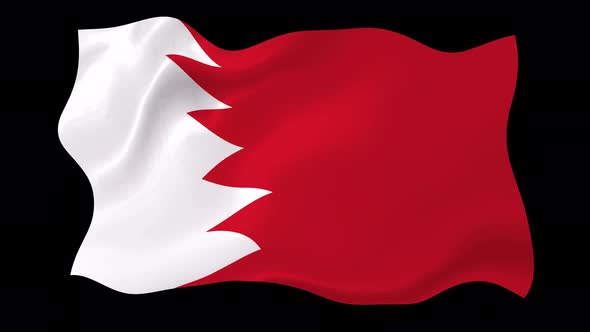 Bahrain Flag Waving Animated Black Background